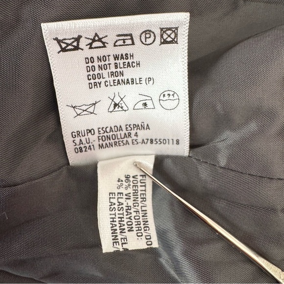 Escada Wool Collarless Layered Button Closure Gray Jacket Blazer Size 40 - Picture 10 of 11